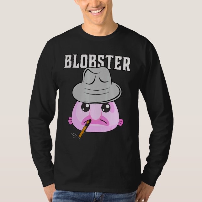 Blobfish Mobster Blobster Fish Fedora Hat and Ciga T Shirt (Framsida)