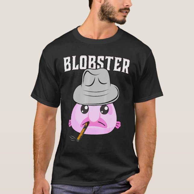 Blobfish Mobster Blobster Fish Fedora Hat and Ciga T Shirt (Framsida)