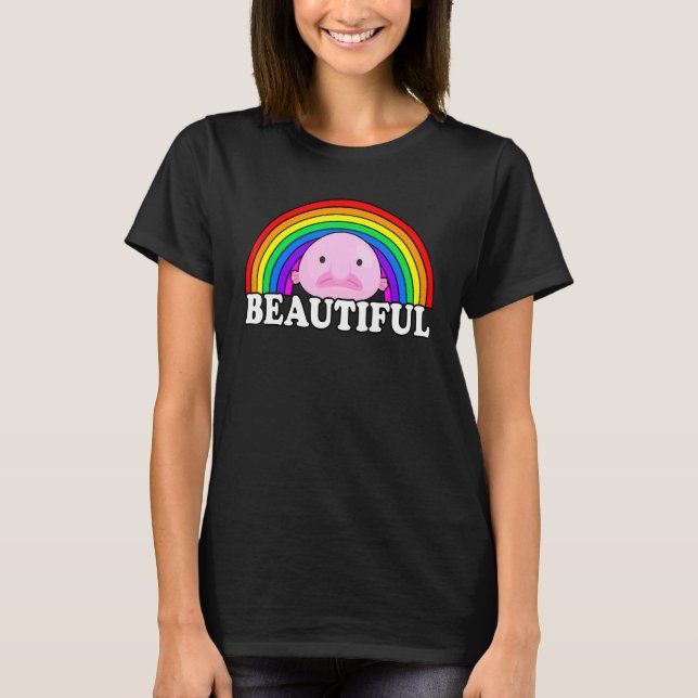 Blobfisk Är Vacker Blobfisk Meme Regnbåge T Shirt (Framsida)