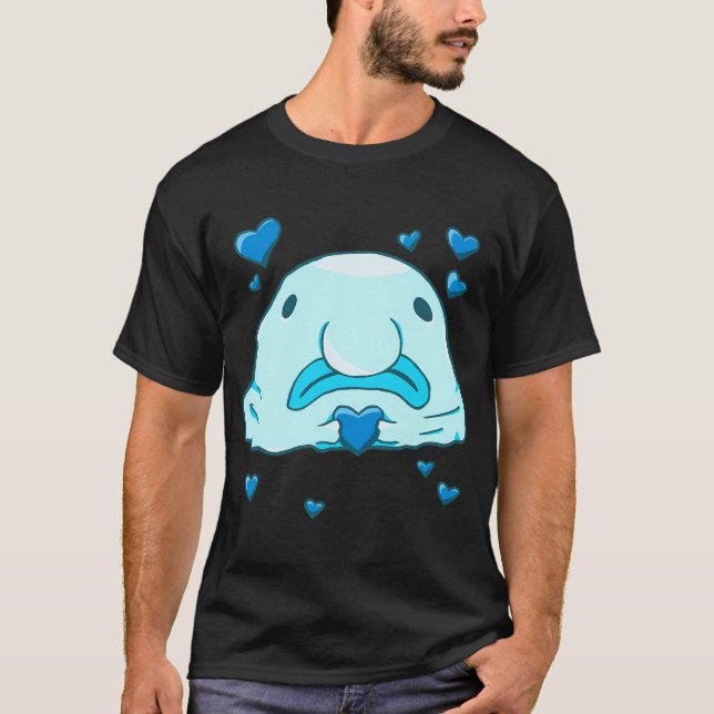 Blobfisk Kärlek (Blå) T Shirt (Framsida)