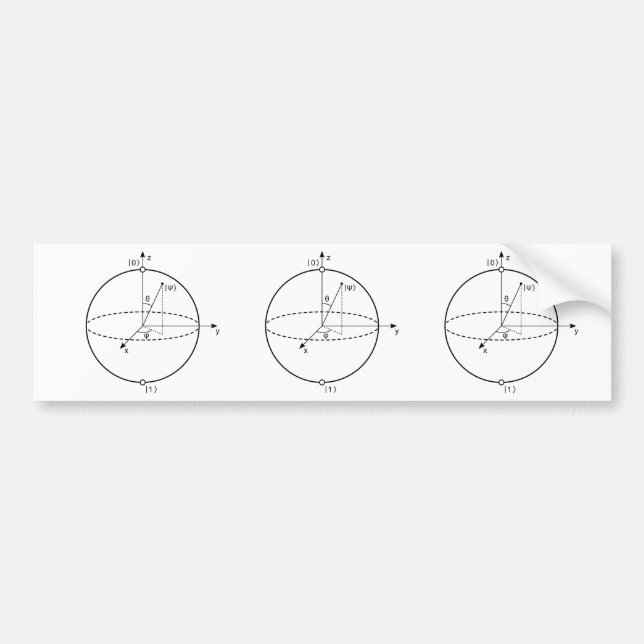 Bloch Sphere | Quantum bet (Qubit) fysik/Math Bildekal (Framsidan)