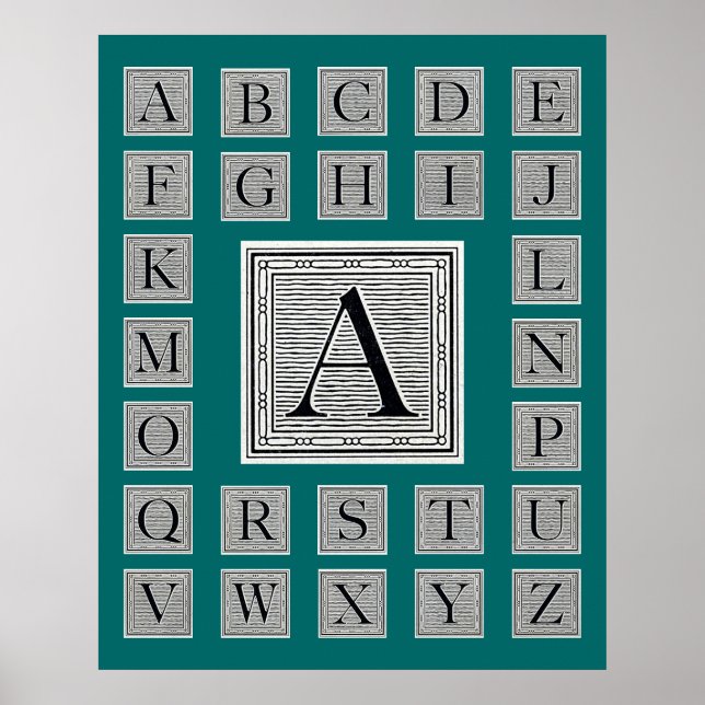 Block Brev ’A’ Woodcut Woodblock Initial Poster (Framsidan)