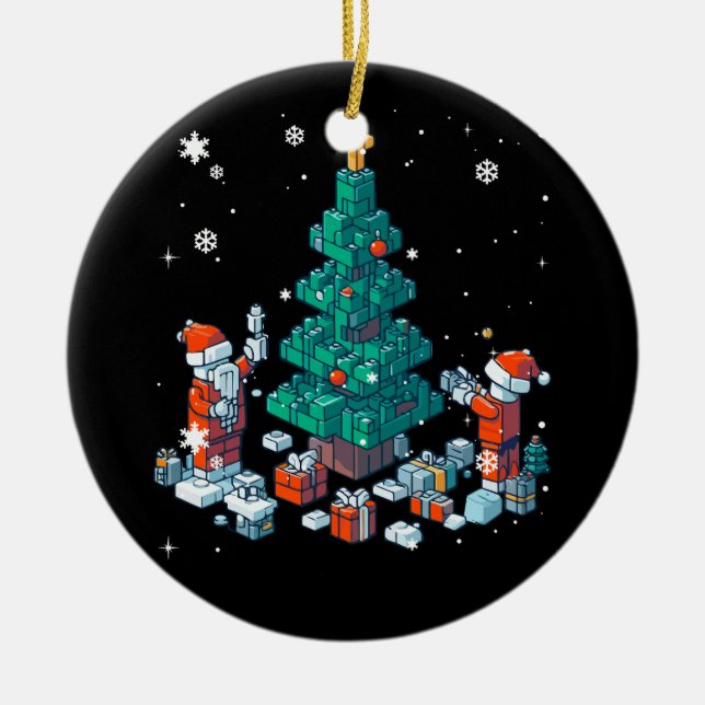 Block Brick Byggnad Figur God jul Morsa Julgransprydnad Keramik (Framsidan)