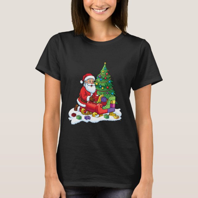 Block Building Christmas Builder Brick Master Bric T Shirt (Framsida)