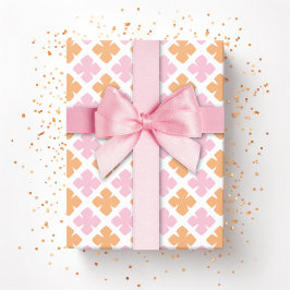 Block Diamond Clover i rosa och orange Presentpapper