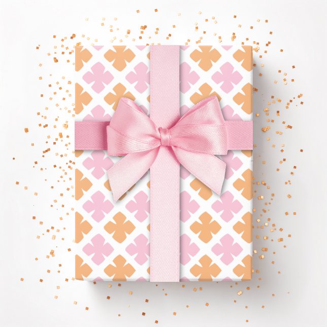 Block Diamond Clover in Pink and Orange Presentpapper (Skapare uppladdad)