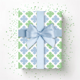 Block Diamond Clover in Slate and Green Presentpapper