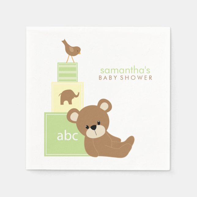 Block från Cute Bear och Alphabet Leksak Pappersservett (Framsidan)