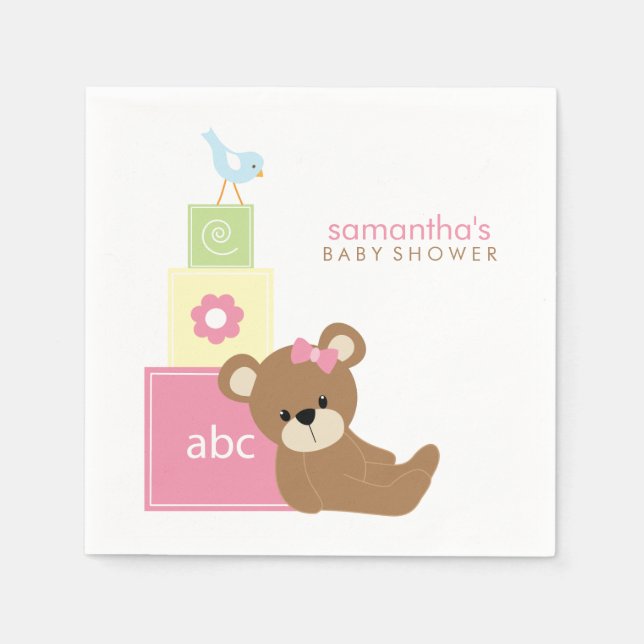 Block från Cute Bear och Alphabet Leksak Pappersservett (Framsidan)