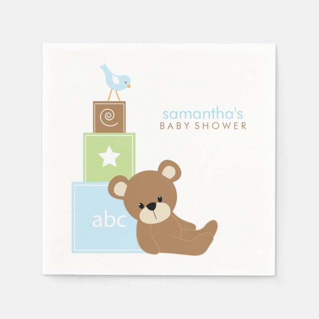 Block från Cute Bear och Alphabet Leksak Pappersservett (Framsidan)