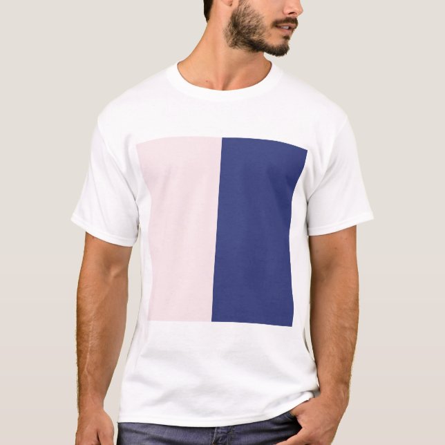Block från marinblått och Rosa Lodrät Färg T Shirt (Framsida)