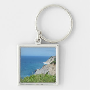 Block Island Bluffs - Block Island, Rhode island Fyrkantig Silverfärgad Nyckelring