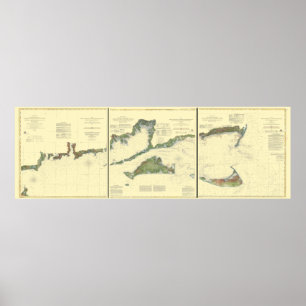 Block Island, Buzzard Bay, Nantucket och Martha's Poster