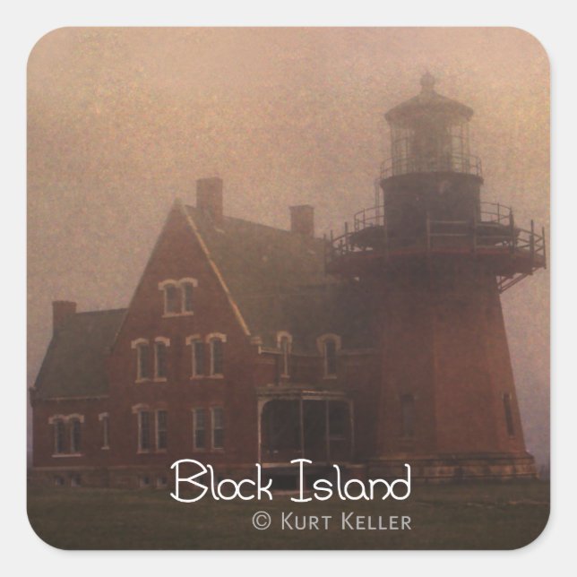 Block Island Fyrkantigt Klistermärke (Framsida)