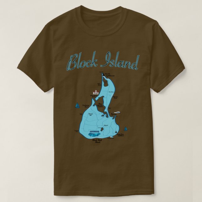 Block Island Karta Rhode island T Shirt (Design framsida)