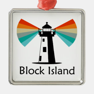 Block Island Lighthouse Rainbow Julgransprydnad Metall