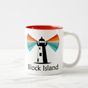 Block Island Lighthouse Rainbow Två-Tonad Mugg