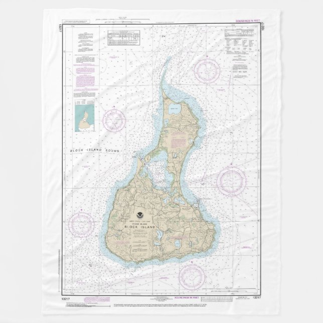Block Island Nautical Chart 13217 Fleecefilt (Framsidan)