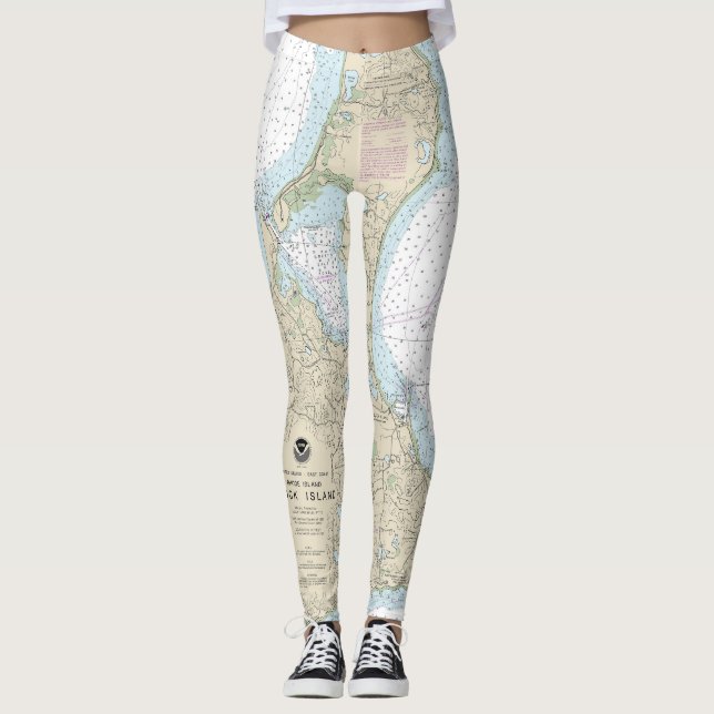 Block Island Nautical Chart 13217 Leggings (Framsida)