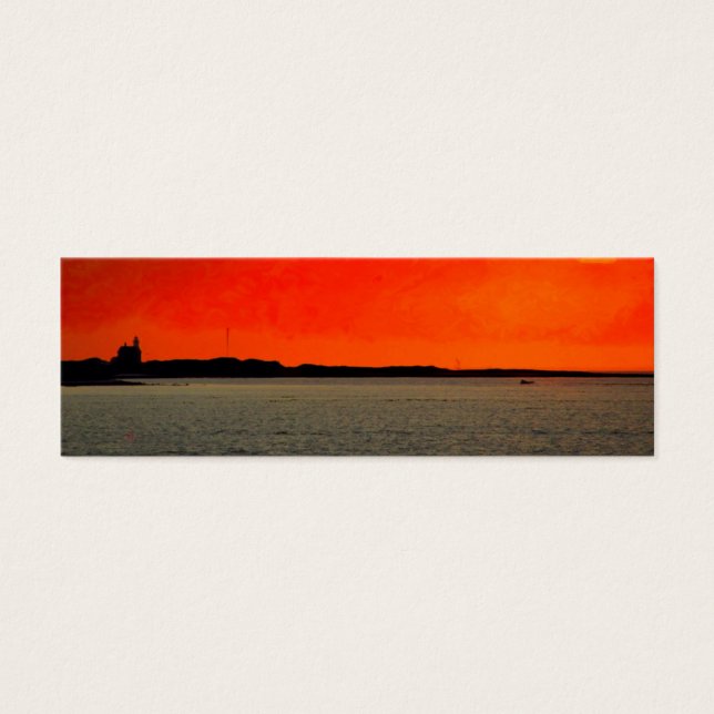 Block Island North Lighthouse vid Sunset Painting Litet Visitkort (Framsidan)