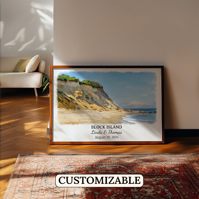 Block Island Rhode Island Affisch, Akvarell Poster (Skapare uppladdad)