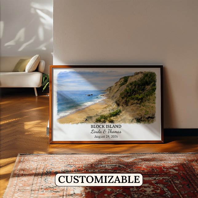 Block Island Rhode Island Affisch, Akvarell Poster (Skapare uppladdad)