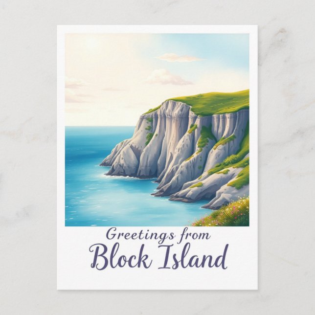 Block Island, Rhode Island – Island Cliffs Vykort (Framsida)