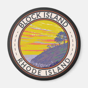 Block Island Rhode island Travel Art Vintage Magnet