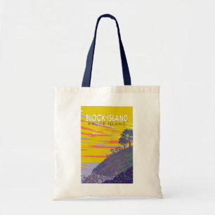 Block Island Rhode island Travel Art Vintage Tygkasse