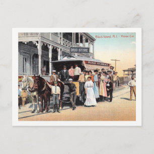 Block Island, Rhode island, Trolley View Vintage Vykort