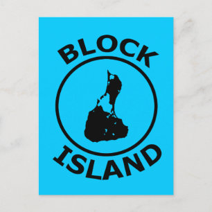 Block Island Shape Inside Circle Vykort