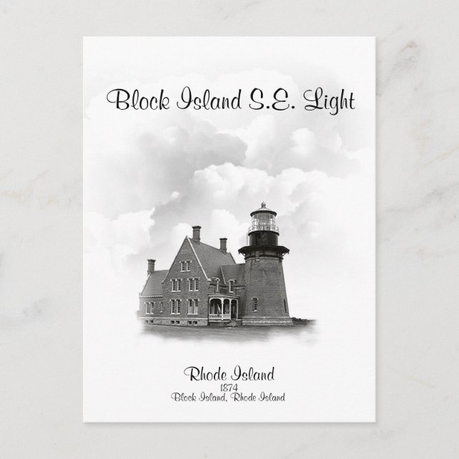 Block Island Southeast Light, Rhode island Vykort (Framsida)