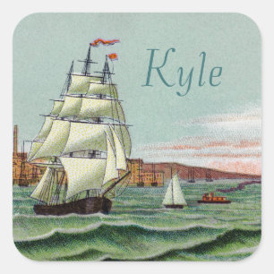 Block Island Square Stickers Fyrkantigt Klistermärke