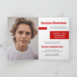 Block med rött trefoto Studenten Inbjudan