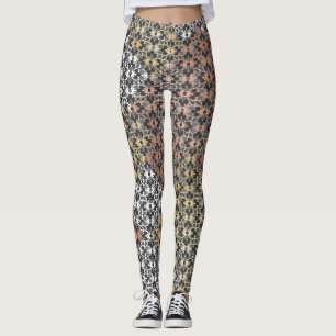 Block och blommor i färg leggings