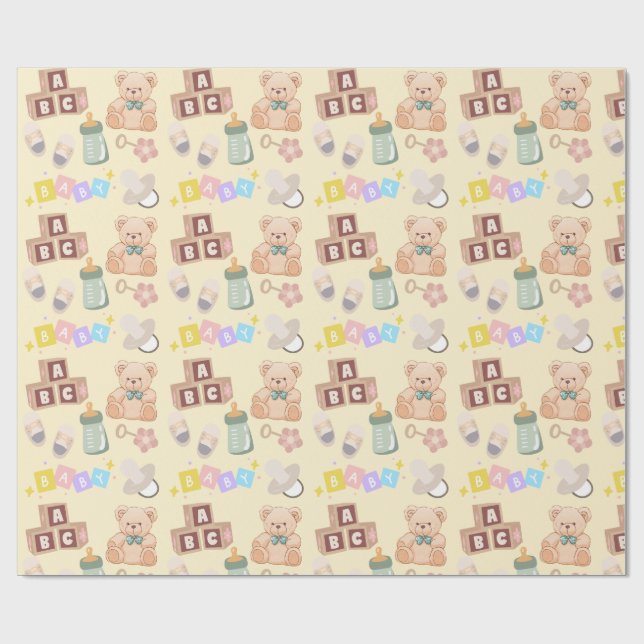 Block och leksaker Baby Shower Presentpapper (Platt)