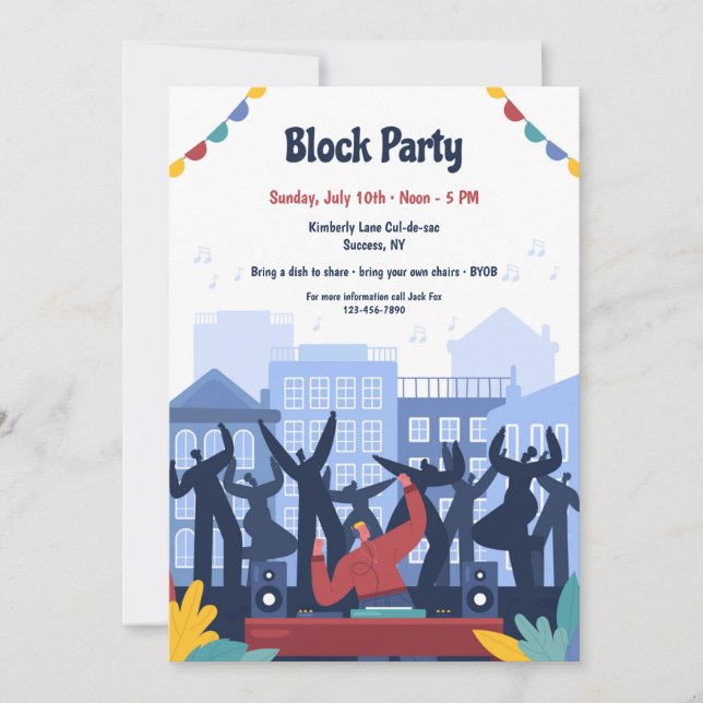 Block Party Inbjudningar (Framsida)