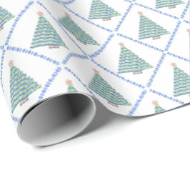 Block Print Flower Christmas Wrapping Paper Presentpapper