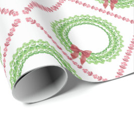 Block Print Flower Wreath Wrapping Paper Presentpapper