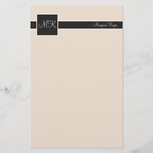 Block Stationery i Buff & Black Färg Brevpapper (Framsida)