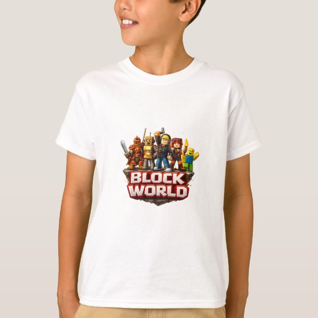Block World Gamer Squad Design – Färgglad Cube Ka T Shirt (Framsida)