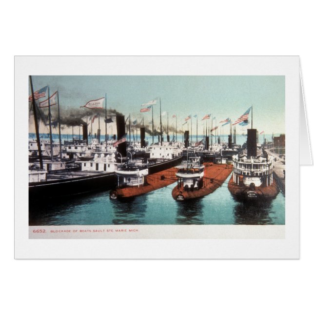 Blockad på Sault Ste Marie - vintage Hälsningskort (Framsidan Horizontal)