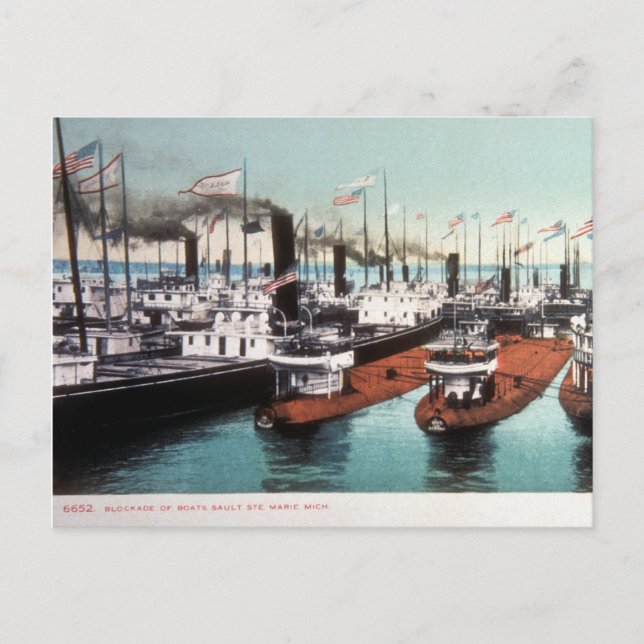 Blockade vid Sault Ste Marie - Vintage Vykort (Framsida)