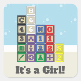 Blockannonsetikett för framtida kemist fyrkantigt klistermärke