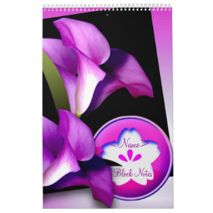 Blockanteckningar för lila blommor kalender