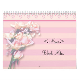 Blockanteckningar för rosa ros kalender