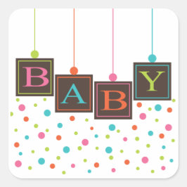 Blockar av Bright Färg Baby Shower-etikett för bab Fyrkantigt Klistermärke