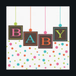 Blockar av Färg Neutralt  Baby Shower för Bright B Inbjudningar<br><div class="desc">Underbar neutralt för antingen en pojke eller flicka i roligt och lycklig ljusa färger - fungerar också perfekt för när genderna baby kommer att bli en överraskning. Polka dots i rosa, teal, turkos och kalkgrön accent stora bruna baby-block i mörk som utmärker BABY på framsidan. All information om party på...</div>