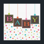 Blockar av Färg Neutralt  Baby Shower för Bright B Inbjudningar<br><div class="desc">Underbar neutralt för antingen en pojke eller flicka i roligt och lycklig ljusa färger - fungerar också perfekt för när genderna baby kommer att bli en överraskning. Polka dots i rosa, teal, turkos och kalkgrön accent stora bruna baby-block i mörk som utmärker BABY på framsidan. All information om party på...</div>