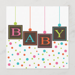 Blockar av Färg Neutralt  Baby Shower för Bright B Inbjudningar